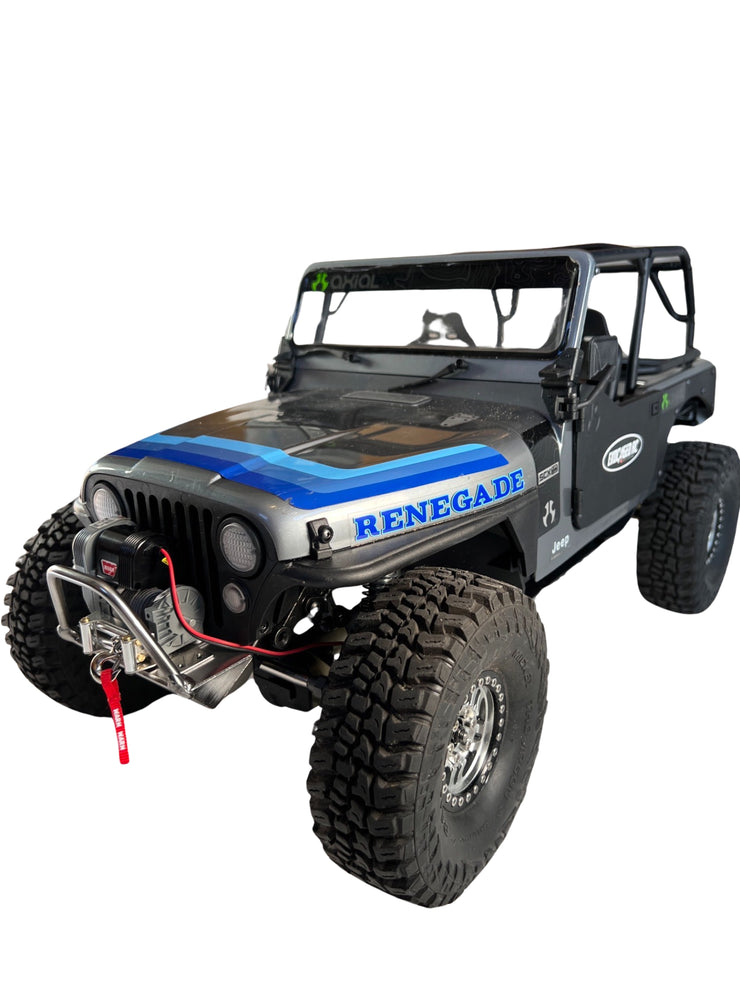 Metal Replica Winch Front Bumper for Axial Adventure SCX10 III Jeep CJ-7