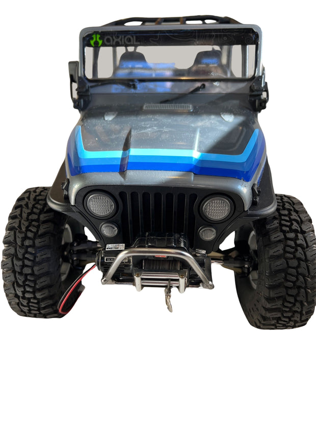 Metal Replica Winch Front Bumper for Axial Adventure SCX10 III Jeep CJ-7