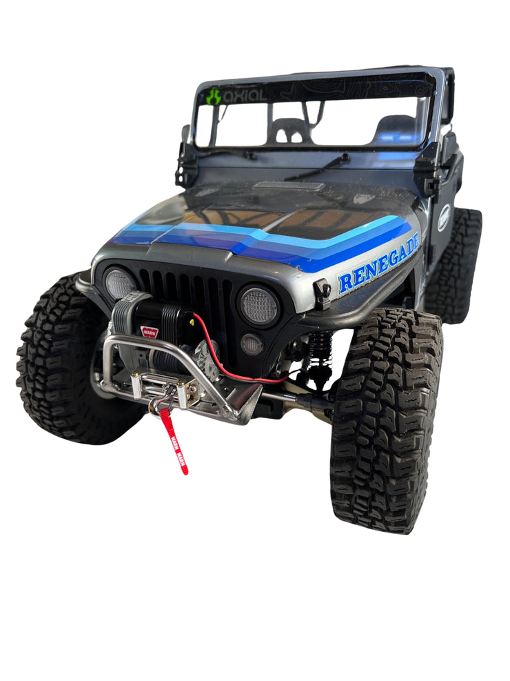 Metal Replica Winch Front Bumper for Axial Adventure SCX10 III Jeep CJ-7